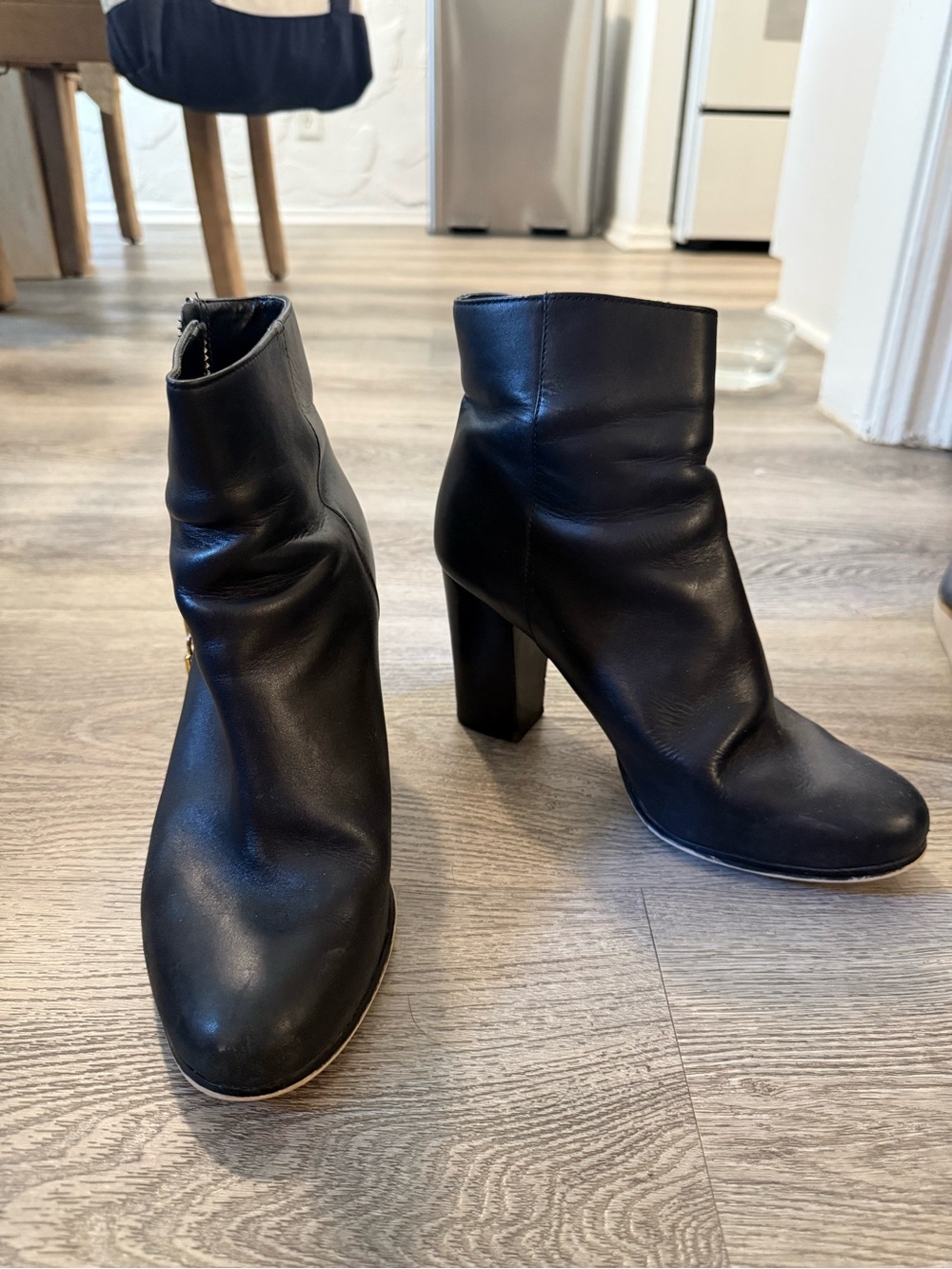 Michael Kors Black Leather Block Heel Ankle Boots